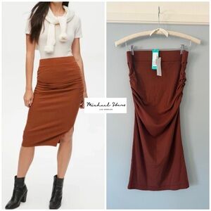 NWT - Michael Stars Rae Burnt Orange Pencil Skirt with Slit (M)
